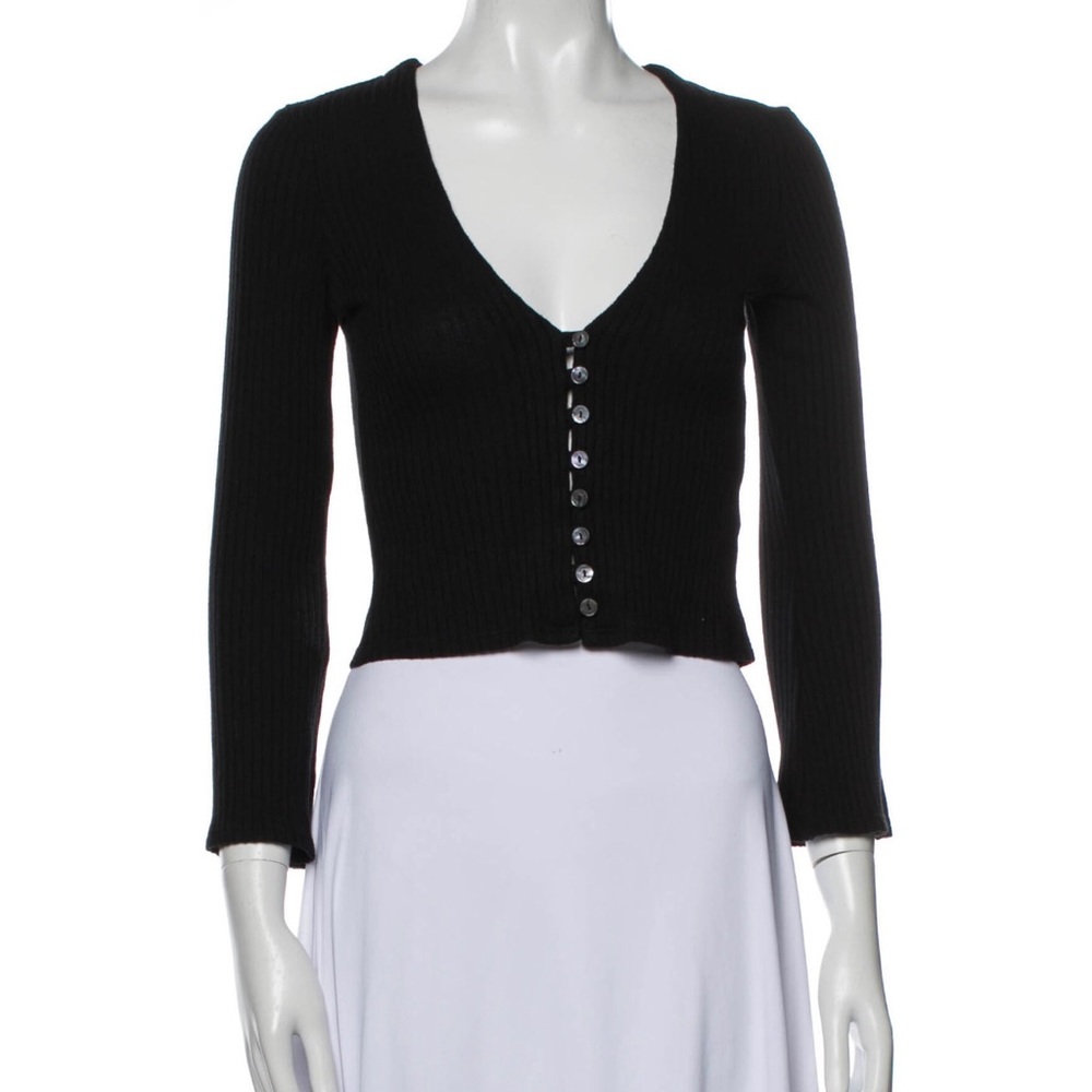 Reformation V-Neck Black Crop Top